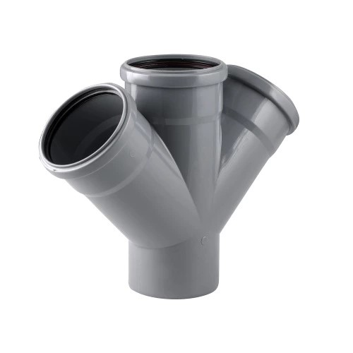 Крестовина Ду 110/110 45 гр. серая безнапорная для внутренней канализации