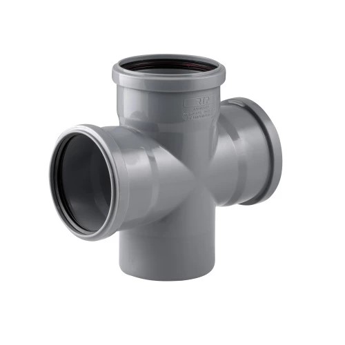 Крестовина Ду 110/110 87 гр. серая безнапорная для внутренней канализации