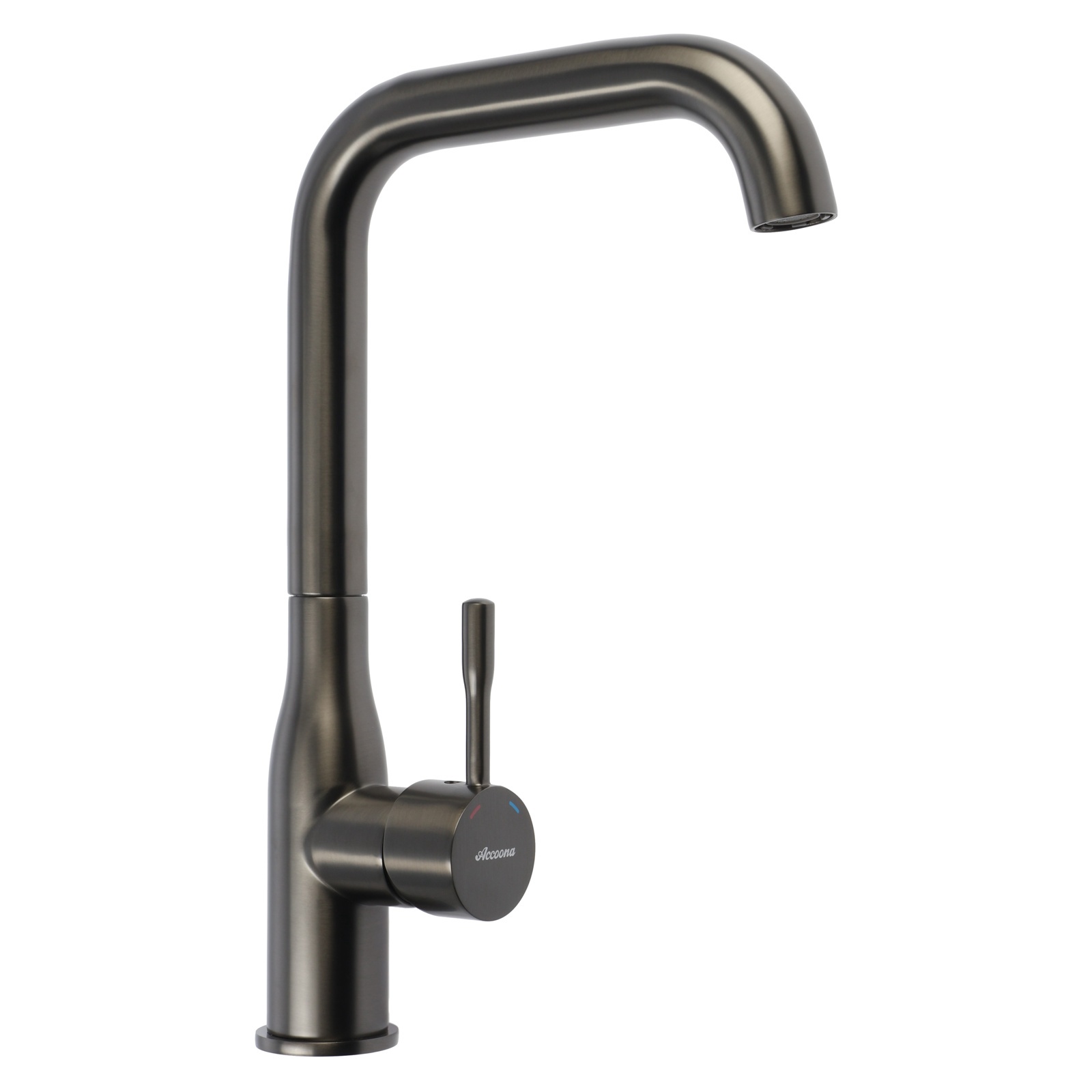 Смеситель для кухни одноручный, с высоким поворотным изливом, оружейная сталь Accoona A4490ST-3