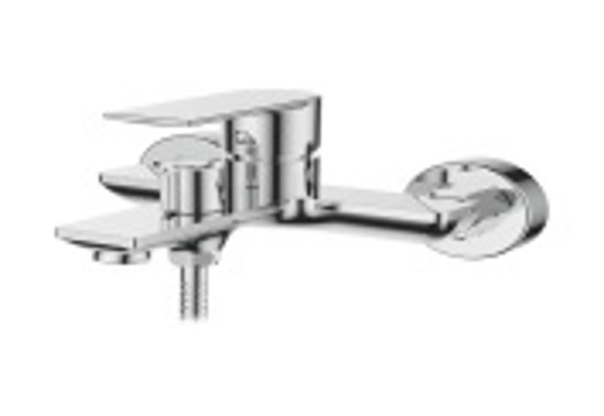 Смеситель для ванны, короткий поворотный излив со встроенным переключателем, 3-реж.лейка, хром Accoona A63130