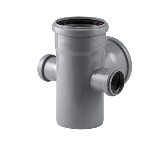 Крестовина двухплоскостная Ду 110/50/50 серая безнапорная для внутренней канализации