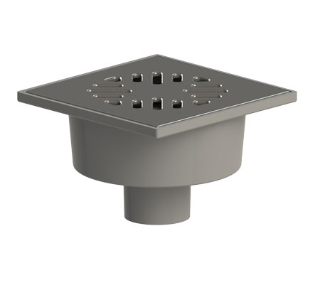 Трап вертикальный D50 150х150 решетка нержавеющая сталь, сухой затвор