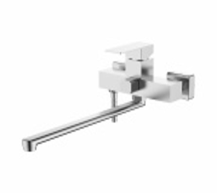 Смеситель для ванны универсальный с плоским изливом 350 мм, дивертор с керамическими пластинами, нержавеющая сталь SUS 304 Accoona A71208