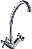 Смеситель для умывальника двуручный, с поворотным изливом 220мм, RoSSinka SILVERMIX