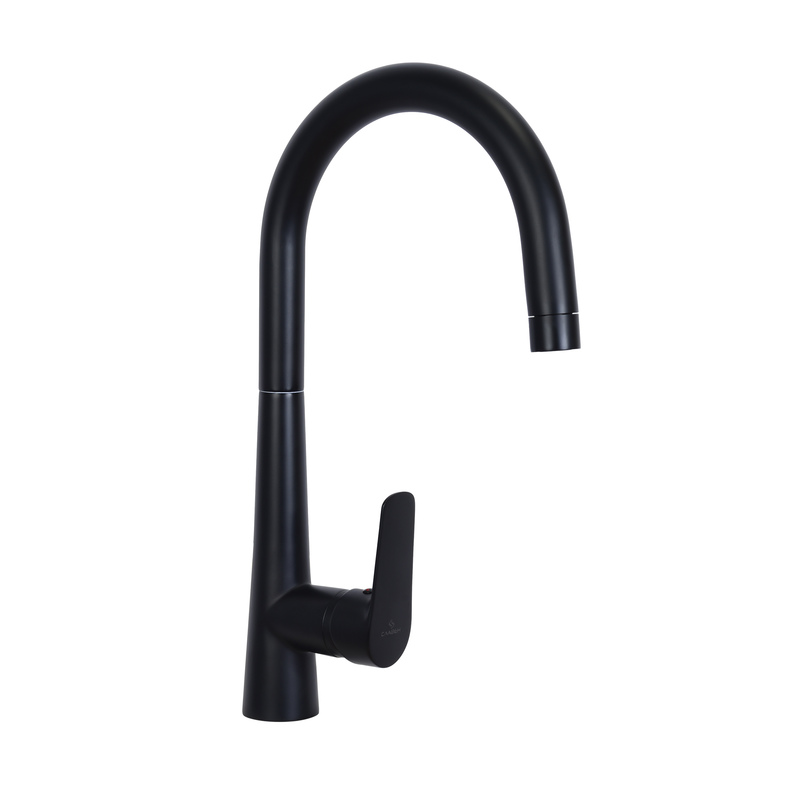 Смеситель для мойки, одноручный, высокий излив, черный, Г2Ч