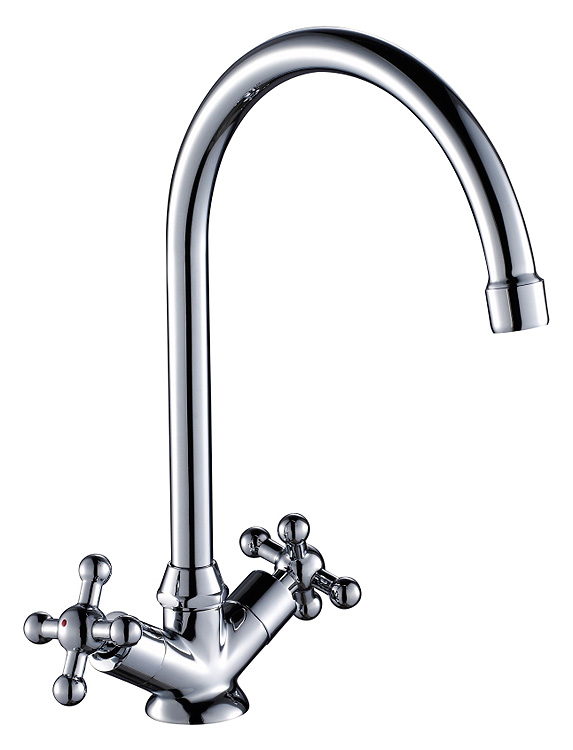 Смеситель для кухни двуручный с высоким поворотным изливом 260мм, RoSSinka SILVERMIX