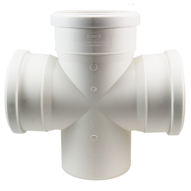 КОМФОРТ Крестовина одноплоскостная D110*110*110/87 с пониженным уровнем шума белая безнапорная для внутренней канализации