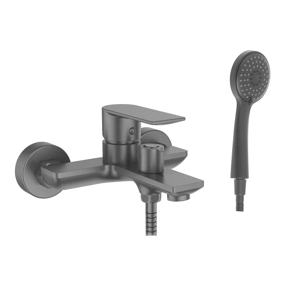Смеситель для ванны, короткий излив, 3-реж.лейка, графит Accoona A63130AT