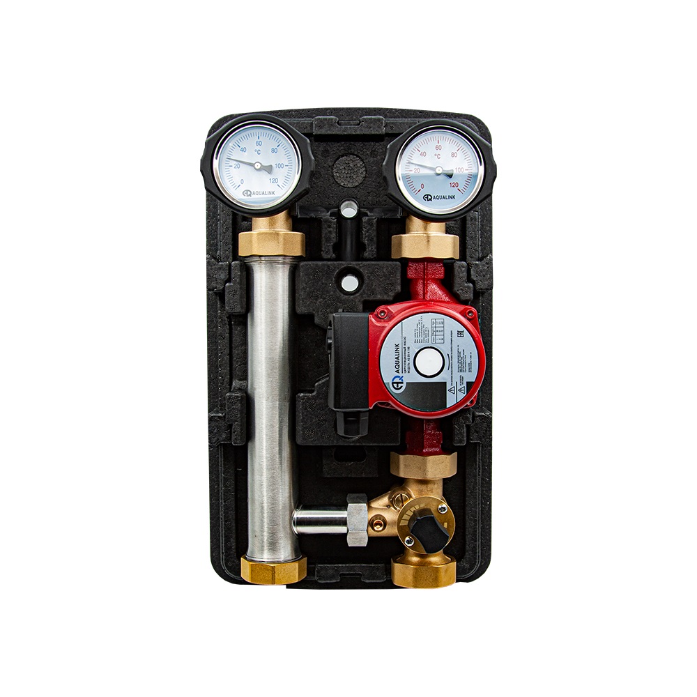Насосная группа быстрого монтажа с универсальным трёхходовым смесительным клапаном 1 1/2" в теплоизоляции, без насоса AQUALINK