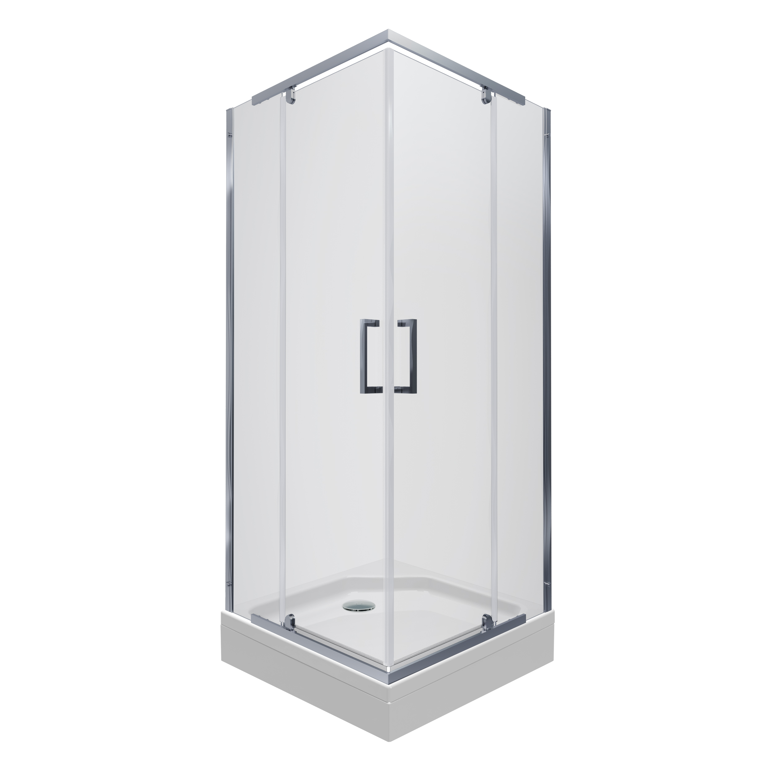 Душевое ограждение КАППА-ХРОМ А1 900х900 квадратный низкий поддон, стекло Прозрачное, профиль хром ТРИТОН (ограждение/3места+сифон D90мм)