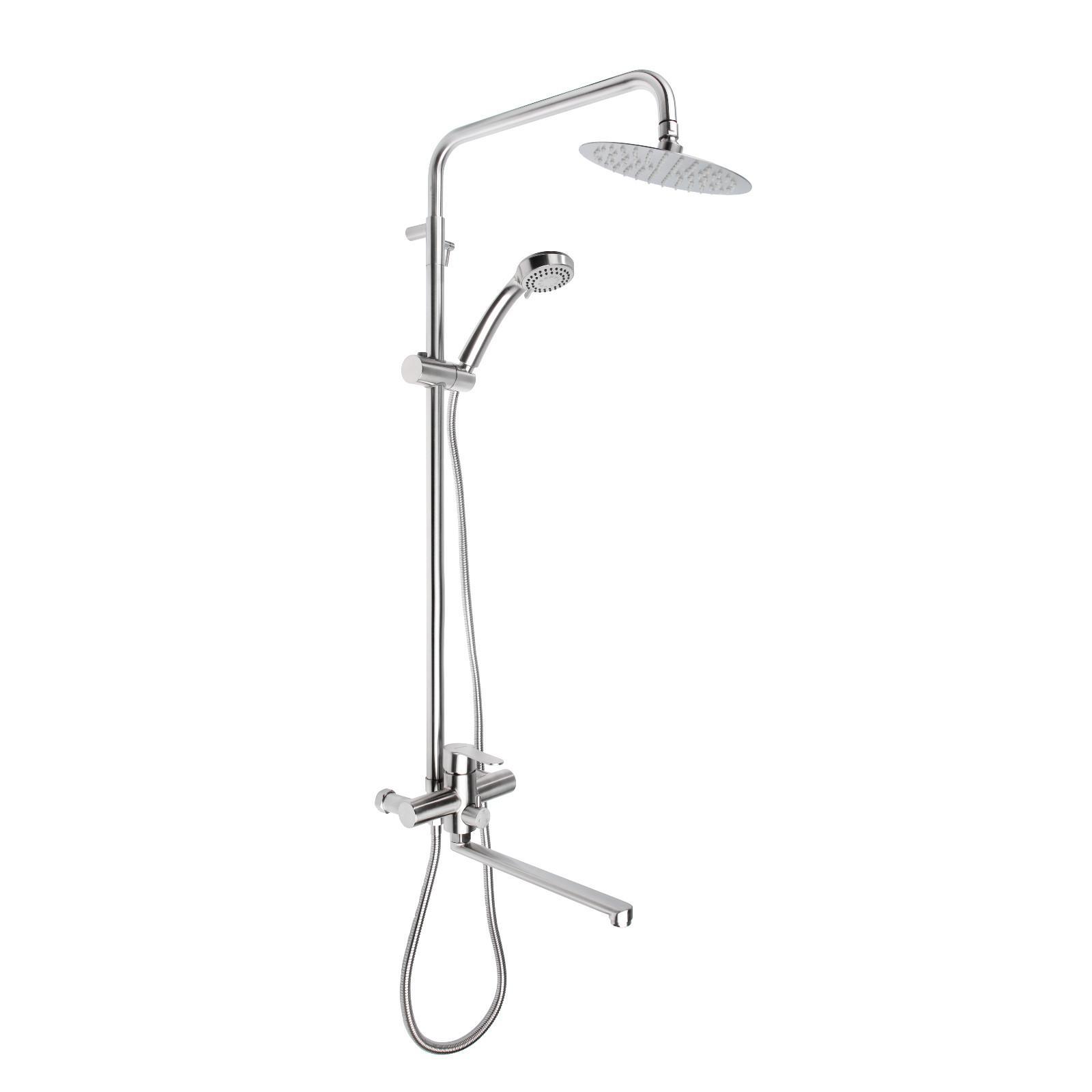 Душевая система со смесителем для душа с верхней душевой лейкой "Тропический дождь", 3-функциональной лейкой и поворотным изливом, хром Accoona A83129