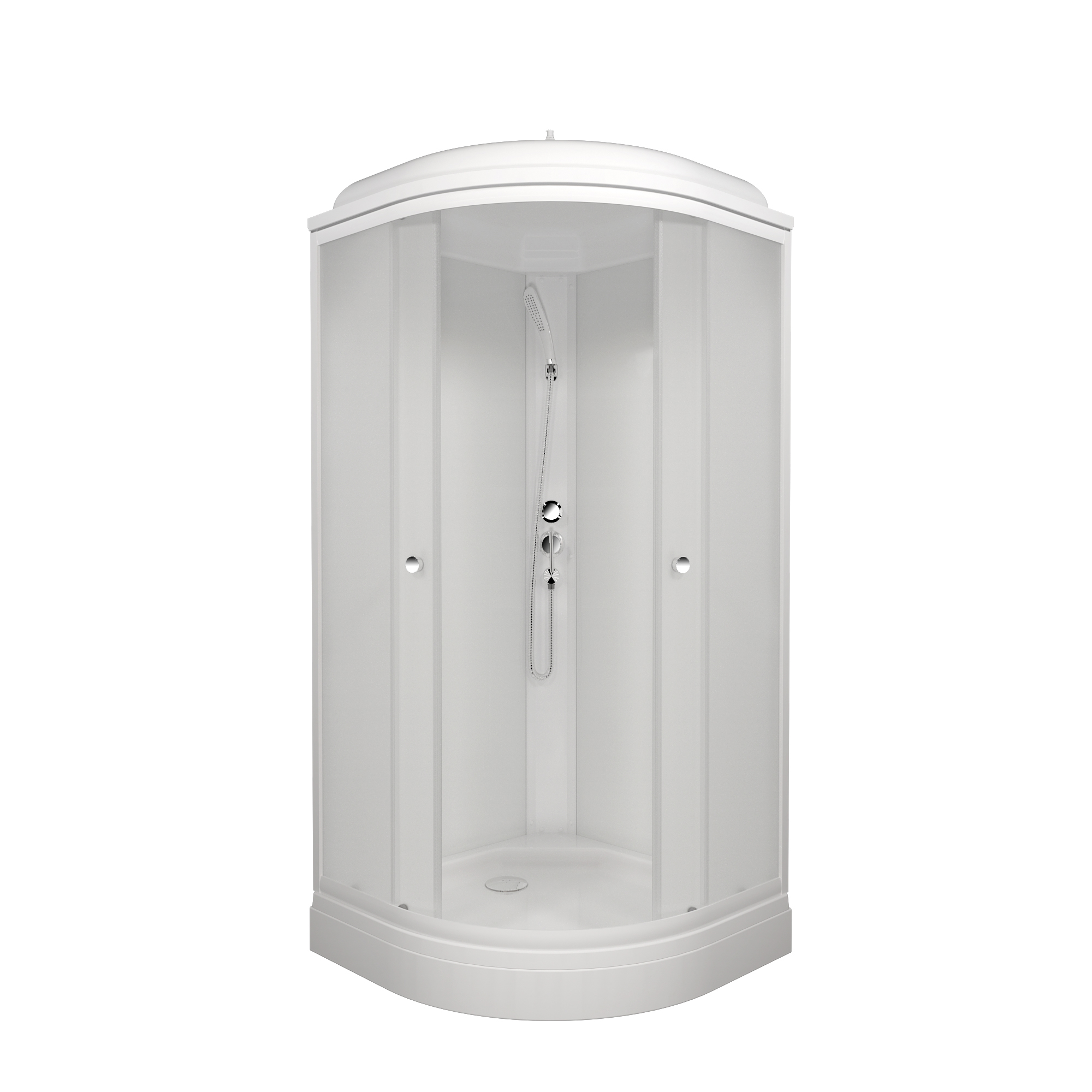 Душевая кабина ВЕЛЬВЕТ А3 800х800 полукруглый низкий поддон, стекло матовое, профиль белый, ДН4 ТРИТОН (кабина/7мест+сифон D90мм)