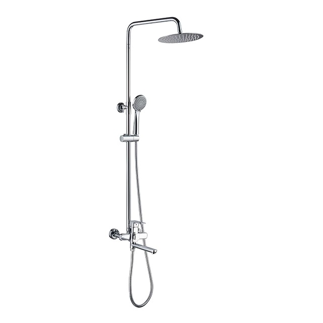 Душевая система со смесителем для душа с верхней душевой лейкой "Тропический дождь", 3-функциональной лейкой и поворотным изливом, хром Accoona A83126
