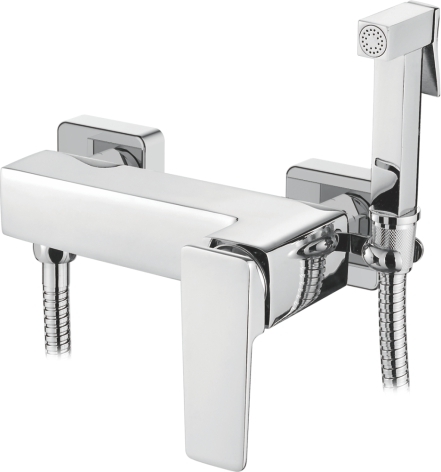Смеситель для биде, настенный с гигиенической лейкой, хром Accoona A32124