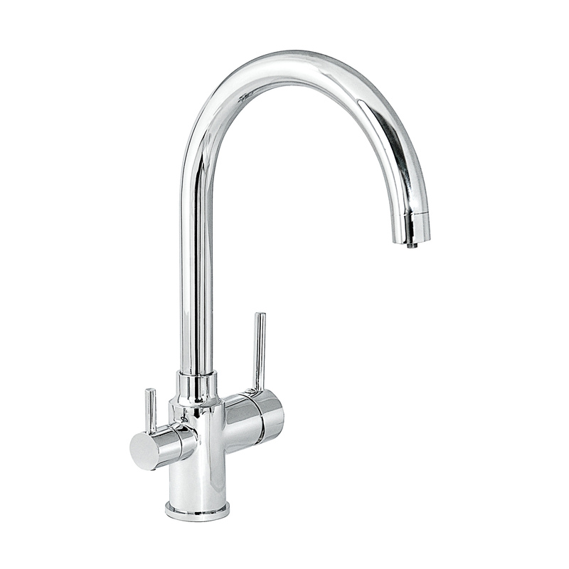 Смеситель для мойки с высоким изливом, с подключением фильтра, хром Д79