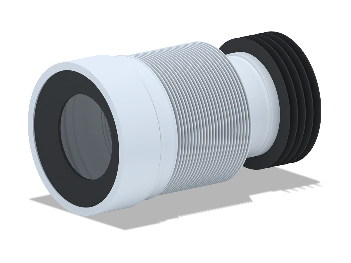 Труба для унитаза 230-530мм гофрированная раздвижная, белая АНИ пласт