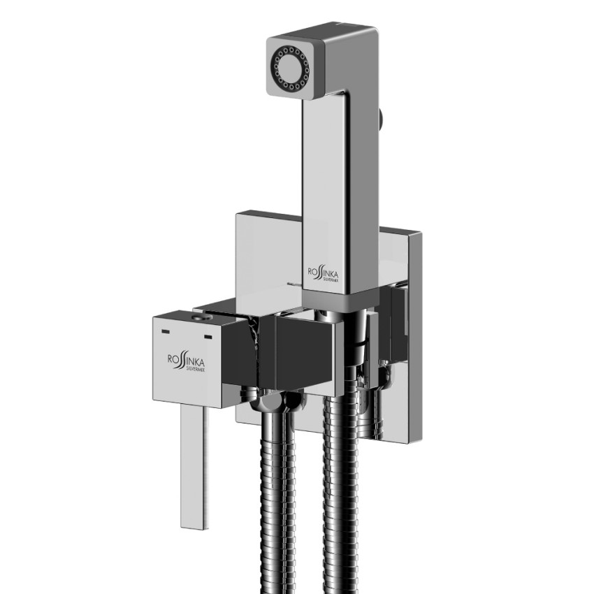 Смеситель для биде одноручный, с гигиеническим душем, встраиваемый, картридж 25мм, RoSSinka SILVERMIX