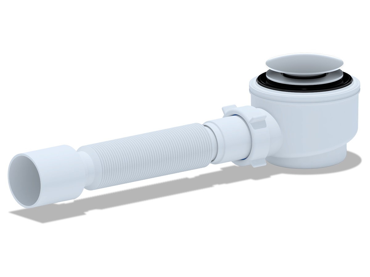 Сифон для душевого поддона 1/2"*50*60 с гибкой трубой 375*40/50, хром, клик-клак (грибок-сетка) АНИ пласт