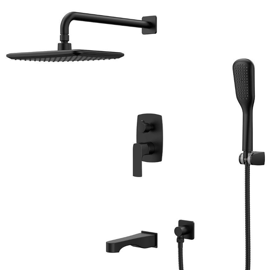 Смеситель LEMARK URSUS для ванны и душа встраиваемый, с изливом и 1-функциональной лейкой, черный