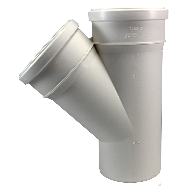 КОМФОРТ Тройник D110*110*45 с пониженным уровнем шума белый безнапорный для внутренней канализации