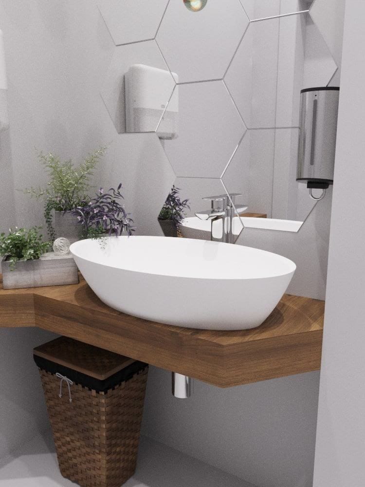 Умывальник овальный ETNA 640*385*145 акриловый камень, белый Lavandi solid surface