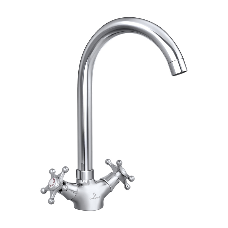 Смеситель для мойки с высоким изливом, двуручный, И22