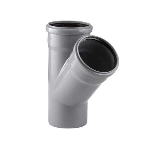 Тройник 110/110 45 гр. серый безнапорный для внутренней канализации