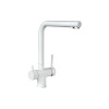 Смеситель для мойки с высоким изливом, с подключением фильтра, белый Д76