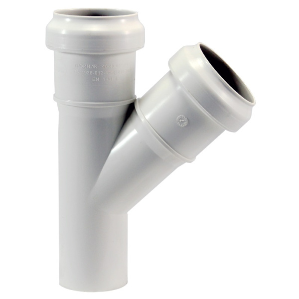 КОМФОРТ Тройник D050*050*45 с пониженным уровнем шума белый безнапорный для внутренней канализации