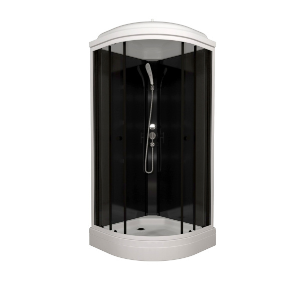 Душевая кабина НОВА А3 880х880 полукруглый низкий поддон, профиль черный, ДН4 ТРИТОН (кабина/7мест+сифон D50мм)