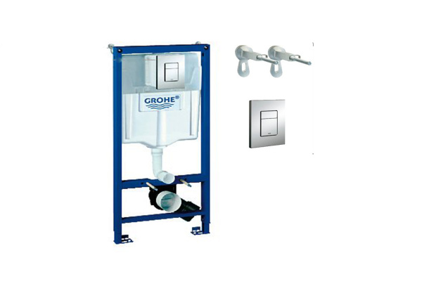 Система инсталляции для унитаза Grohe RAPID SL в сборе 3 в 1, с накладной панелью Skate Cosmopolitan