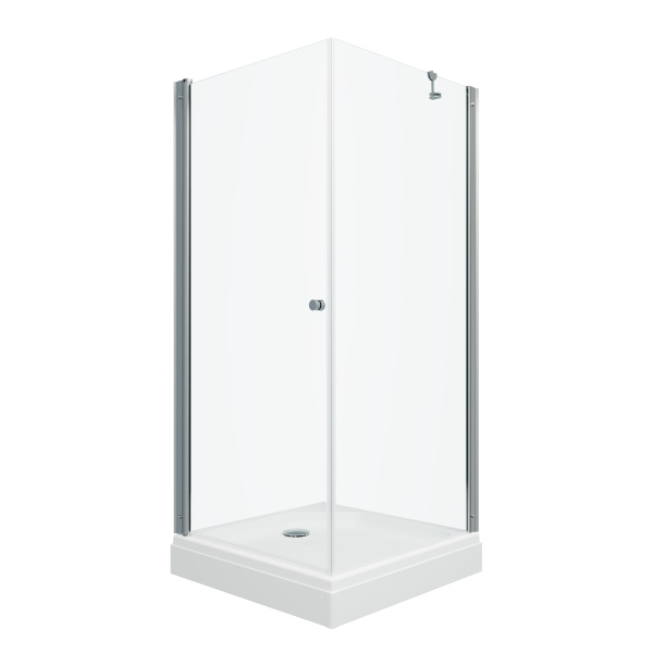 Душевое ограждение ФОРТА-ХРОМ А1 900х900 квадратный низкий поддон, стекло Прозрачное, профиль хром ТРИТОН (ограждение/3места+сифон D90мм)