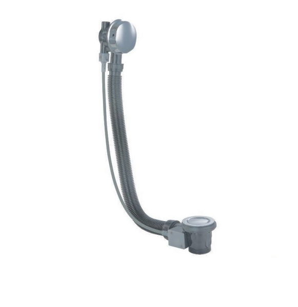 Сифон с переливом п/а, плоский 600мм (металл)