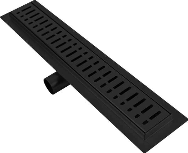 Душевой трап RAGLO ЧЕРНЫЙ 600х70 мм, нержавеющая сталь, цвет черный, комбинированный затвор, с горизонтальным выходом D40/50 мм