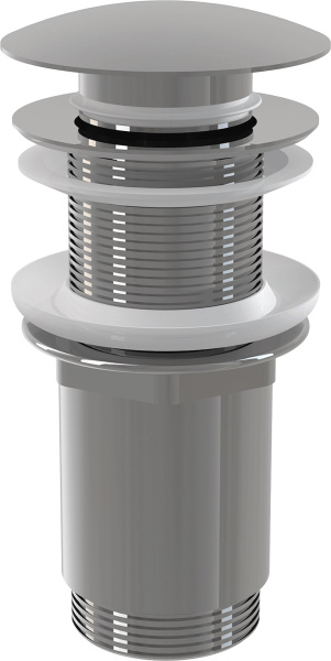 Водослив хромированный для раковины, d 32мм, механизм click/clack, с большой заглушкой для умывальников без перелива, цельнометаллический AlcaPlast