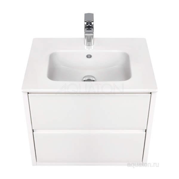 Тумба под раковину Aquaton Римини 60 белый глянец под умывальник Victoria Unic 600 мм