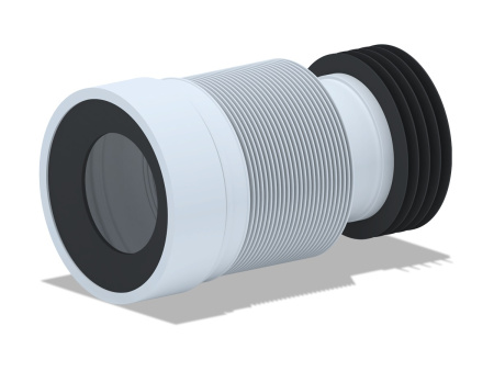 Труба для унитаза 230-530мм гофрированная раздвижная, белая АНИ пласт