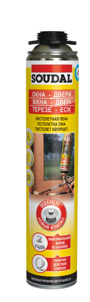 Пена монтажная "SOUDAL" Yellow 50л/750мл под пистолет