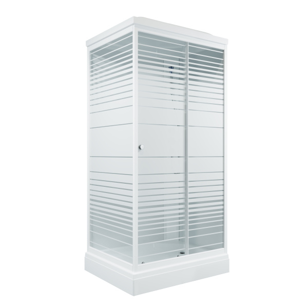 Душевая кабина КВАДРО А3 1200х800 прямоугольный низкий поддон, стекло Полосы, профиль белый, ДН4 ТРИТОН (кабина/8мест)