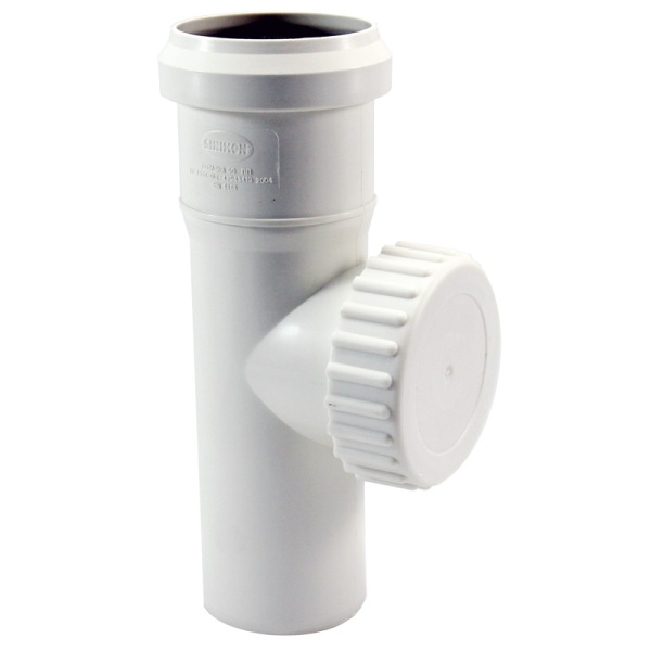 КОМФОРТ Ревизия с крышкой D050 с пониженным уровнем шума белая безнапорная для внутренней канализации