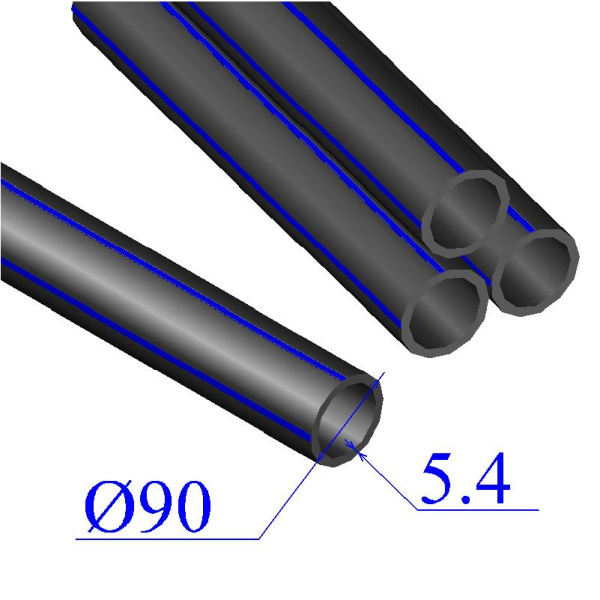 Труба ПЭ100 SDR 17 d 90х5,4 питьевая ГОСТ 18599-2001 (бухта 100м)