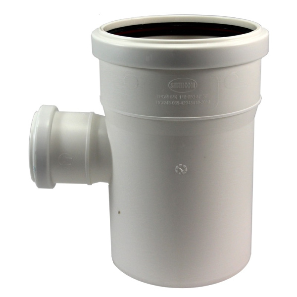 КОМФОРТ Тройник D110*050*87 с пониженным уровнем шума белый безнапорный для внутренней канализации
