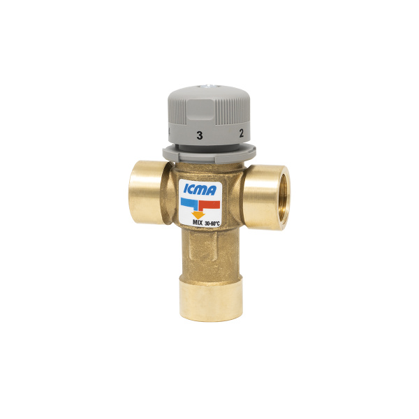 Клапан термостатический смесительный для сантехнических систем, с ручным приводом, Ду 1" г/г, Kvs=3м3/ч Icma