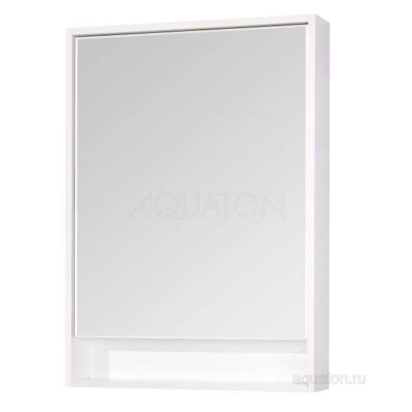 Зеркальный шкаф Aquaton Капри 60 белый глянец, регулирумые полочки,светодиодная подсветка, 60х85 см