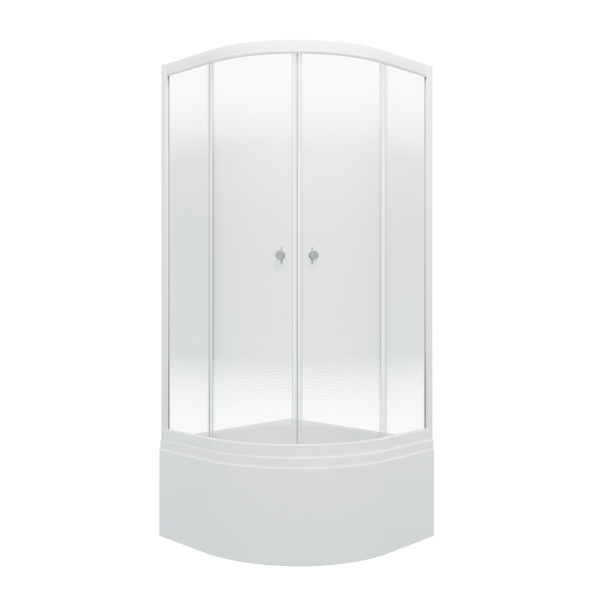 Душевое ограждение ЛАЙТ Б1 900х900 полукруглый глубокий поддон, стекло Градиент, профиль белый ТРИТОН (ограждение/5мест+сифон D50мм)