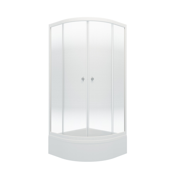 Душевое ограждение ЛАЙТ В1 900х900 полукруглый средний поддон, стекло Градиент, профиль белый ТРИТОН (ограждение/3места+сифон D50мм)