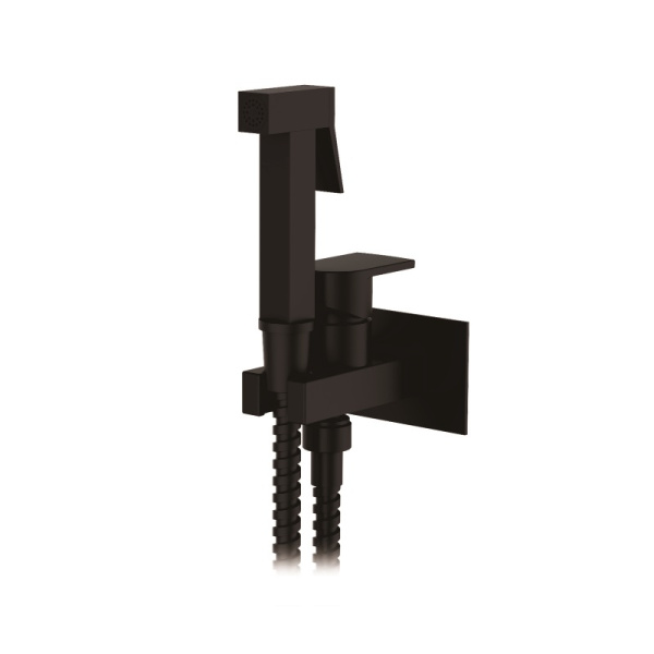 Смеситель для биде, встраиваемый, с гигиенической лейкой, черный Accoona A3290F-4