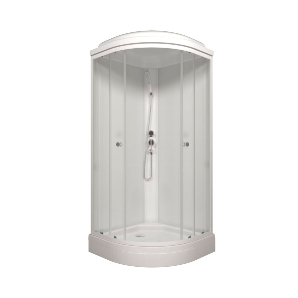 Душевая кабина ЭКСТРА А3 880х880 полукруглый низкий поддон с бортом, профиль белый, ДН4 ТРИТОН (кабина/7мест+сифон D50мм)