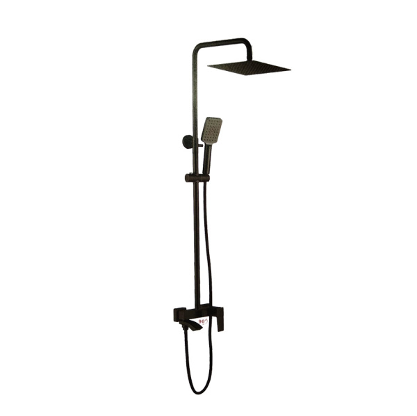 Душевая система со смесителем для душа с верхней душевой лейкой "Тропический дождь", 3-функциональной лейкой и поворотным изливом, черный Accoona A83124F