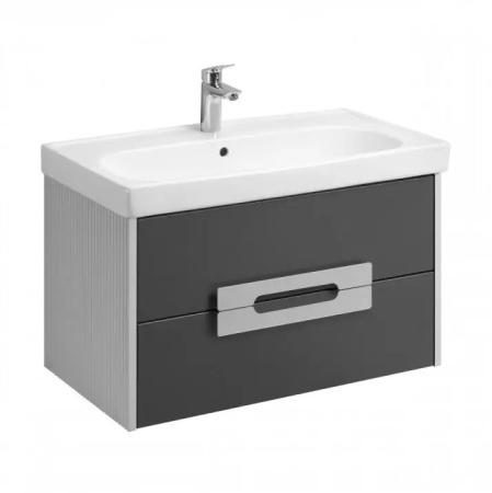 Тумба под раковину Aquaton Ар-Деко 85 2 ящика, 450х806х453 мм, цвет серый кобальт, под умывальник Нео Классик